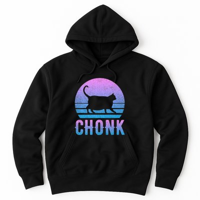 Chonk Gradient 90´S Funny Retro Fat Cat Meme Hoodie