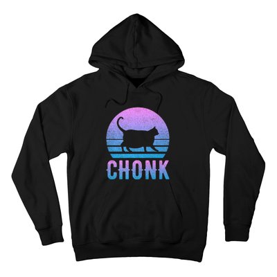 Chonk Gradient 90´S Funny Retro Fat Cat Meme Hoodie