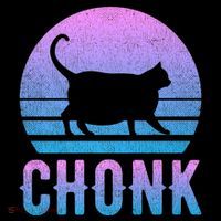 Chonk Gradient 90´S Funny Retro Fat Cat Meme Long Sleeve Shirt
