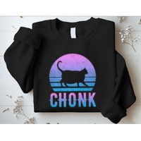 Chonk Gradient 90´S Funny Retro Fat Cat Meme Sweatshirt