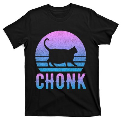 Chonk Gradient 90´S Funny Retro Fat Cat Meme T-Shirt