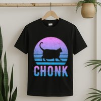 Chonk Gradient 90´S Funny Retro Fat Cat Meme T-Shirt