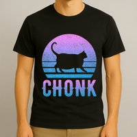 Chonk Gradient 90´S Funny Retro Fat Cat Meme T-Shirt