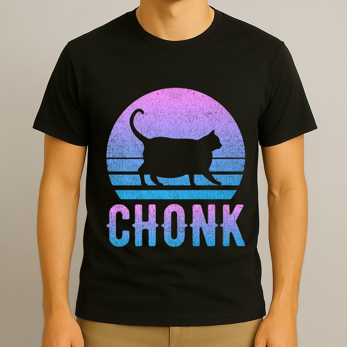 Chonk Gradient 90´S Funny Retro Fat Cat Meme T-Shirt