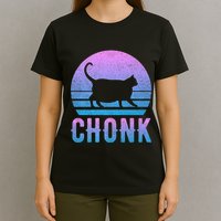 Chonk Gradient 90´S Funny Retro Fat Cat Meme T-Shirt
