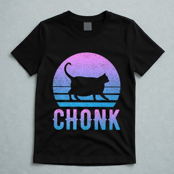 Chonk Gradient 90´S Funny Retro Fat Cat Meme T-Shirt