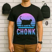 Chonk Gradient 90´S Funny Retro Fat Cat Meme T-Shirt