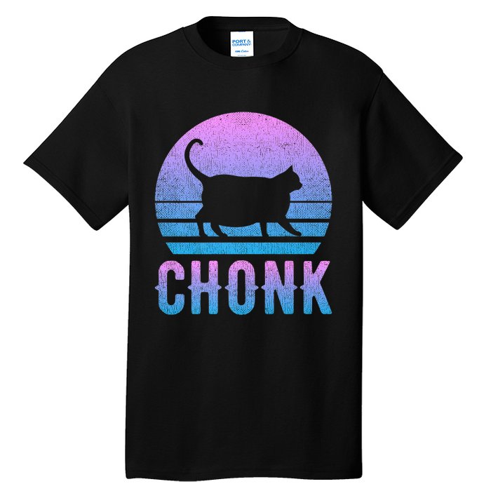 Chonk Gradient 90´S Funny Retro Fat Cat Meme Tall T-Shirt