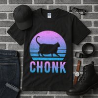 Chonk Gradient 90´S Funny Retro Fat Cat Meme Tall T-Shirt