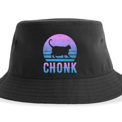 Chonk Gradient 90´S Funny Retro Fat Cat Meme Sustainable Bucket Hat