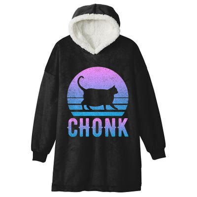Chonk Gradient 90´S Funny Retro Fat Cat Meme Hooded Wearable Blanket