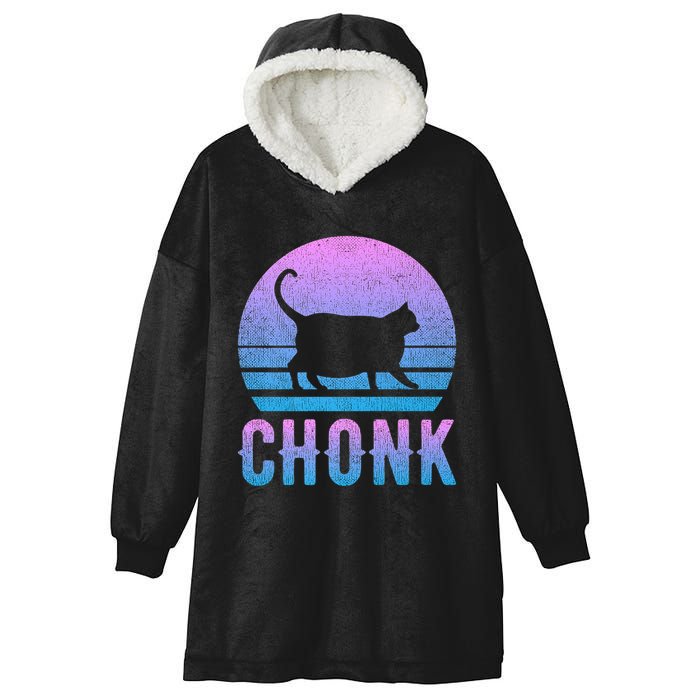 Chonk Gradient 90´S Funny Retro Fat Cat Meme Hooded Wearable Blanket