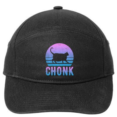 Chonk Gradient 90´S Funny Retro Fat Cat Meme 7-Panel Snapback Hat