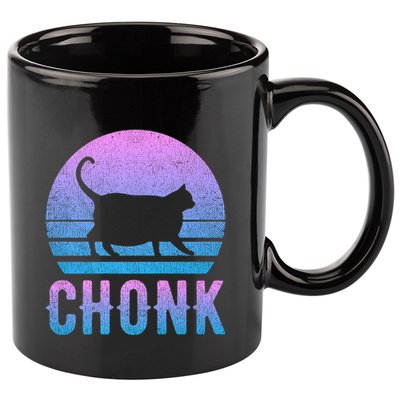 Chonk Gradient 90´S Funny Retro Fat Cat Meme 11oz C Handle Ceramic Mug