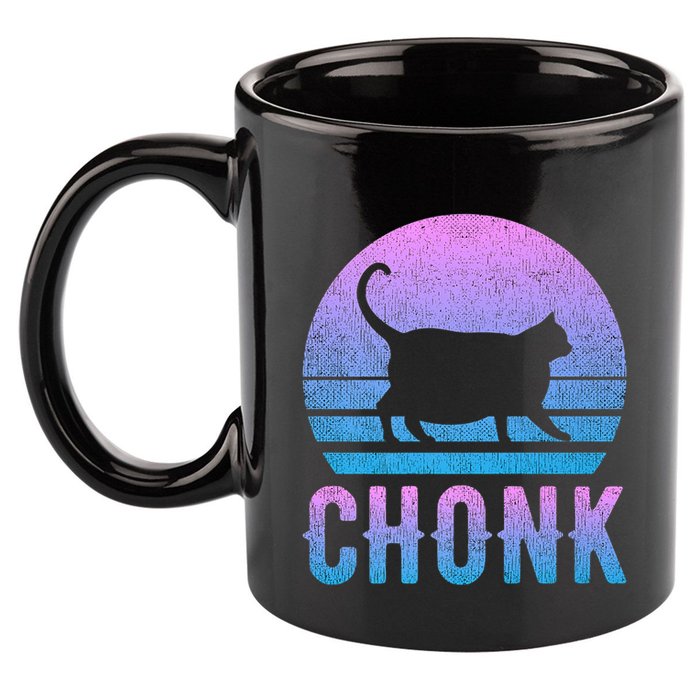 Chonk Gradient 90´S Funny Retro Fat Cat Meme 11oz C Handle Ceramic Mug