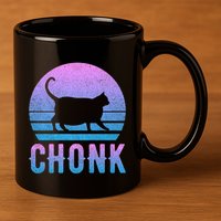 Chonk Gradient 90´S Funny Retro Fat Cat Meme 11oz C Handle Ceramic Mug