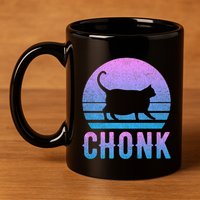 Chonk Gradient 90´S Funny Retro Fat Cat Meme 11oz C Handle Ceramic Mug