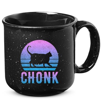 Chonk Gradient 90´S Funny Retro Fat Cat Meme 15oz Campfire Ceramic Mug