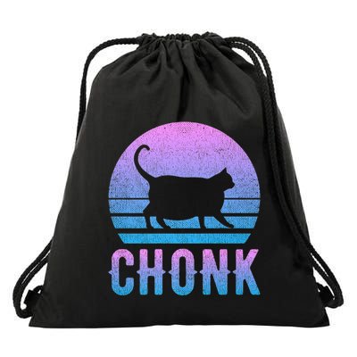 Chonk Gradient 90´S Funny Retro Fat Cat Meme Drawstring Bag