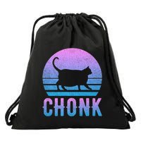Chonk Gradient 90´S Funny Retro Fat Cat Meme Drawstring Bag