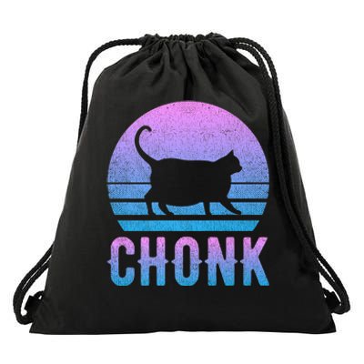 Chonk Gradient 90´S Funny Retro Fat Cat Meme Drawstring Bag