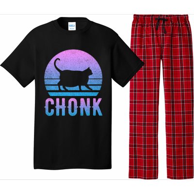 Chonk Gradient 90´S Funny Retro Fat Cat Meme Pajama Set