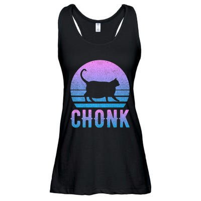 Chonk Gradient 90´S Funny Retro Fat Cat Meme Ladies Essential Flowy Tank