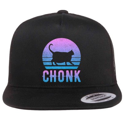 Chonk Gradient 90´S Funny Retro Fat Cat Meme Flatbill Hat