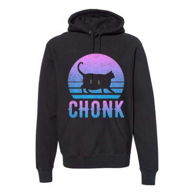 Chonk Gradient 90´S Funny Retro Fat Cat Meme Premium Hoodie