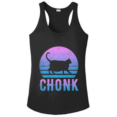 Chonk Gradient 90´S Funny Retro Fat Cat Meme Ladies PosiCharge Competitor Racerback Tank
