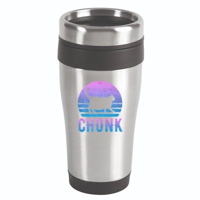 Chonk Gradient 90´S Funny Retro Fat Cat Meme 16oz Travel Tumbler