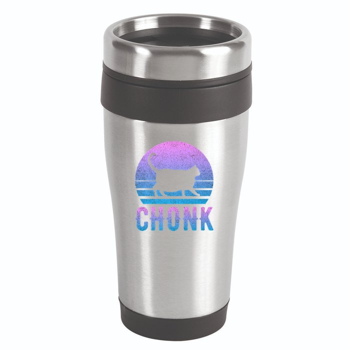 Chonk Gradient 90´S Funny Retro Fat Cat Meme 16oz Travel Tumbler