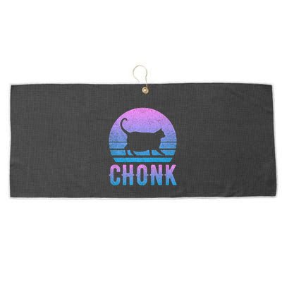 Chonk Gradient 90´S Funny Retro Fat Cat Meme Large Microfiber Waffle Golf Towel