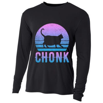 Chonk Gradient 90´S Funny Retro Fat Cat Meme Cooling Performance Long Sleeve Crew