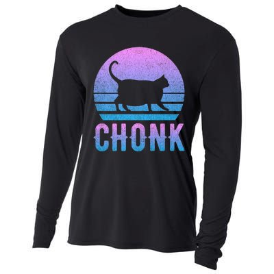 Chonk Gradient 90´S Funny Retro Fat Cat Meme Cooling Performance Long Sleeve Crew