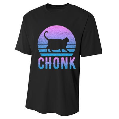 Chonk Gradient 90´S Funny Retro Fat Cat Meme Performance Sprint T-Shirt