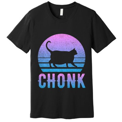 Chonk Gradient 90´S Funny Retro Fat Cat Meme Premium T-Shirt