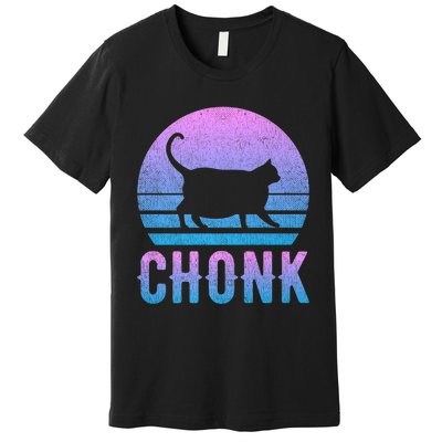 Chonk Gradient 90´S Funny Retro Fat Cat Meme Premium T-Shirt