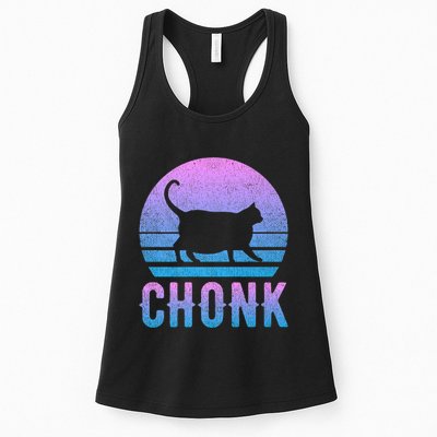 Chonk Gradient 90´S Funny Retro Fat Cat Meme Womens Tank Top