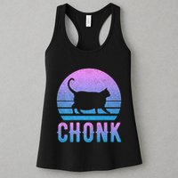 Chonk Gradient 90´S Funny Retro Fat Cat Meme Womens Tank Top