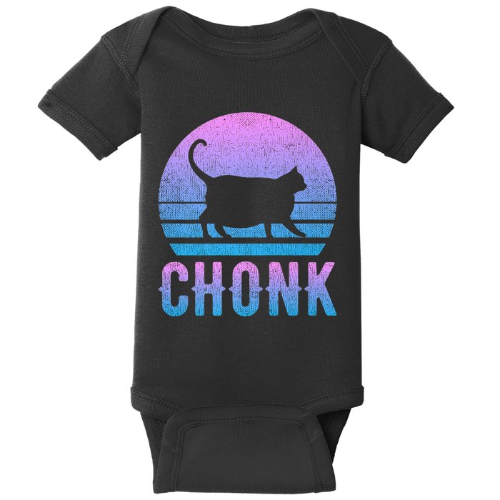 Chonk Gradient 90´S Funny Retro Fat Cat Meme Baby Bodysuit