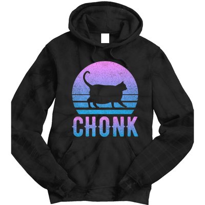 Chonk Gradient 90´S Funny Retro Fat Cat Meme Tie Dye Hoodie