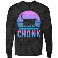 Chonk Gradient 90´S Funny Retro Fat Cat Meme Tie-Dye Long Sleeve Shirt