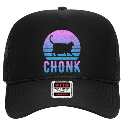Chonk Gradient 90´S Funny Retro Fat Cat Meme Trucker Hat