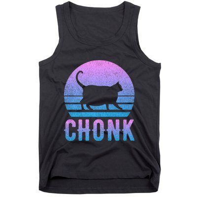 Chonk Gradient 90´S Funny Retro Fat Cat Meme Tank Top