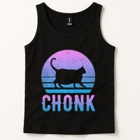 Chonk Gradient 90´S Funny Retro Fat Cat Meme Tank Top