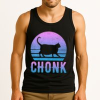 Chonk Gradient 90´S Funny Retro Fat Cat Meme Tank Top