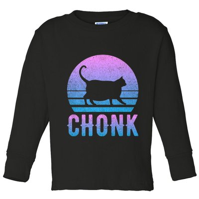 Chonk Gradient 90´S Funny Retro Fat Cat Meme Toddler Long Sleeve Shirt