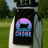 Chonk Gradient 90´S Funny Retro Fat Cat Meme Golf Towel