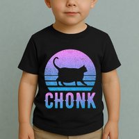 Chonk Gradient 90´S Funny Retro Fat Cat Meme Toddler T-Shirt